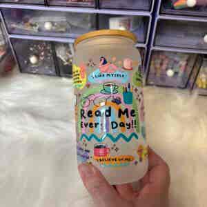 Bookish Frosted Drinking Glass Can